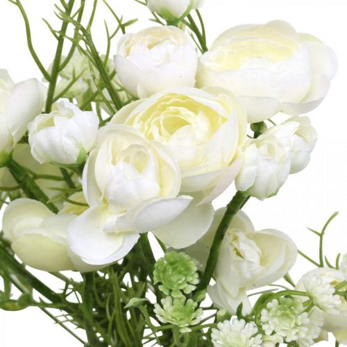 Floristik24 Ramalhete de Ranúnculo Flores Artificiais Flores de Seda Branco L37cm