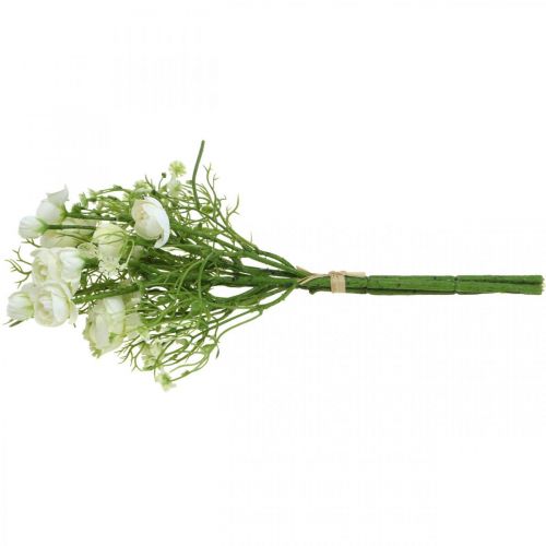 Floristik24 Ramalhete de Ranúnculo Flores Artificiais Flores de Seda Branco L37cm