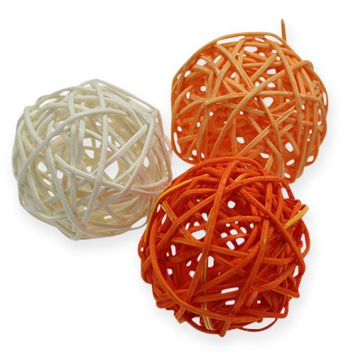 Floristik24 Bolas de rattan 4,5 cm laranja damasco 30 unidades