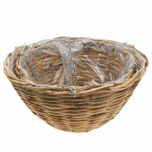 Floristik24 Cesto suspenso de rattan Ø35 / Ø40cm, conjunto de 2