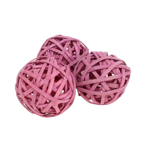 Floristik24 Bola de rattan rosa Ø4cm 12pcs