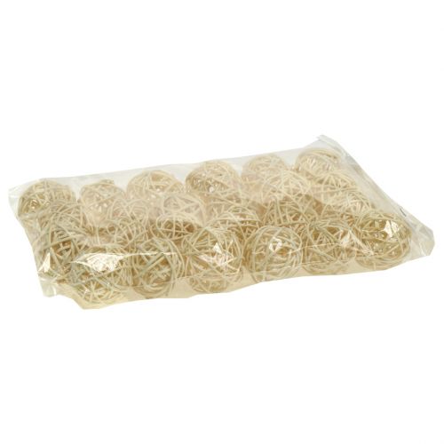 Itens Bola de rattan branqueada Ø4cm 24 unidades