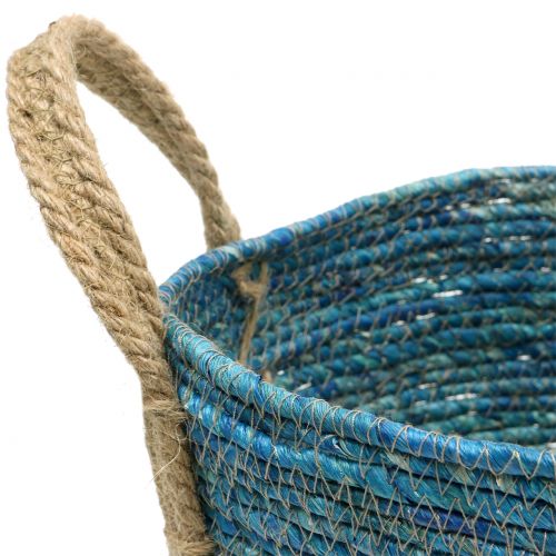 Floristik24 Cesto rattan nature/azul Ø40/32/26cm 3uds