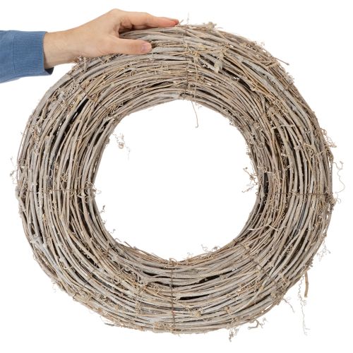Guirlanda decorativa, ramos de rattan, acabamento branco lavado, para design criativo, 50cm | Floristik24.pt
