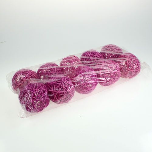 Floristik24 Bola de rattan 10cm roxa 10pcs