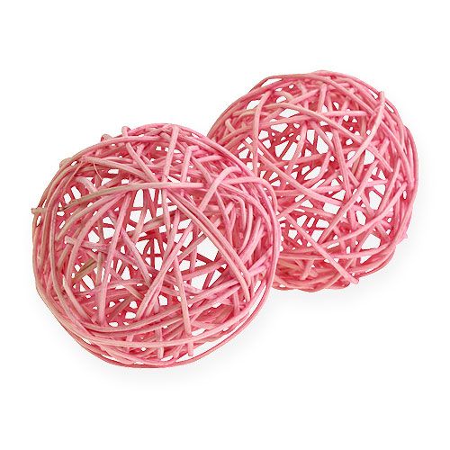 Floristik24 Bola de vime Ø10cm rosa 10p