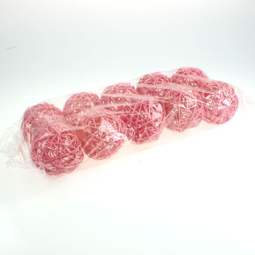 Floristik24 Bola de vime Ø10cm rosa 10p