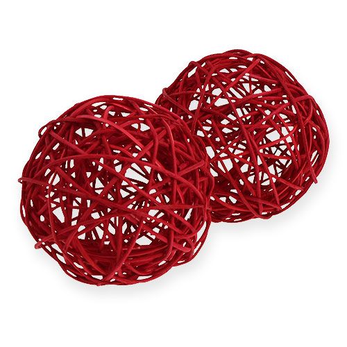 Floristik24 Bola de vime 10cm vermelha 10pcs