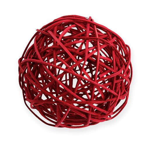 Floristik24 Bola de vime 10cm vermelha 10pcs