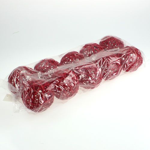 Floristik24 Bola de vime 10cm vermelha 10pcs