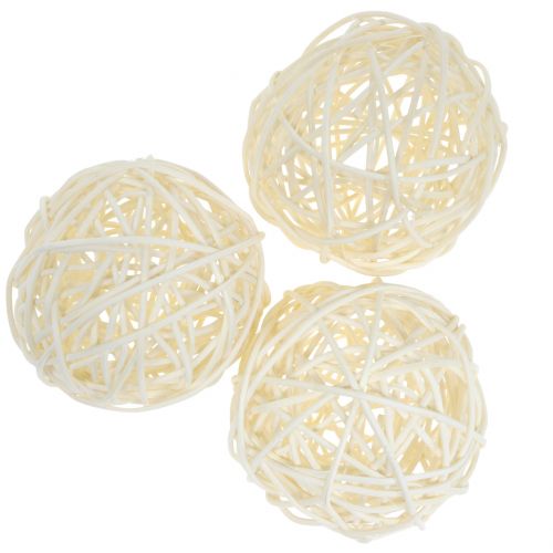 Floristik24 Bola de rattan branqueada Ø7.5cm 15pcs