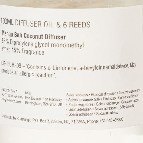 Itens Difusor de fragrância para ambientes com aroma exótico de coco e manga para uma sensação de frescor duradoura em casa, 19 cm, 2 peças.