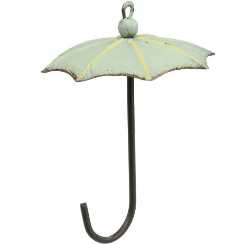 Floristik24 Guarda-chuvas para pendurar, decoração de primavera, guarda-chuva, decoração de metal rosa, verde H12.5cm Ø9cm 4pcs