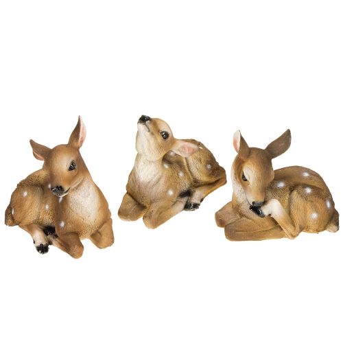 Floristik24 Decoração de veado, figura de veado deitado, decoração de mesa 13×6,5×12cm, 3 peças
