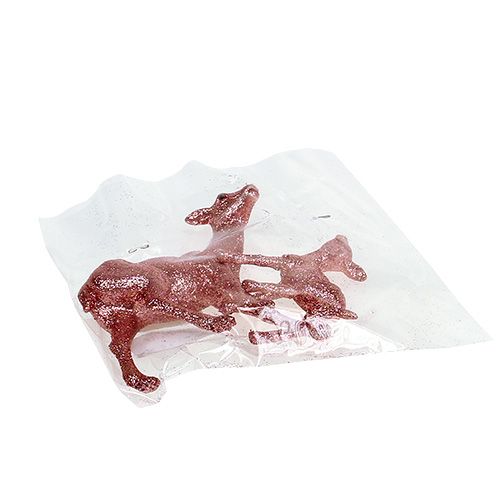 Floristik24 Veado com fulvo 10cm rosa com mica