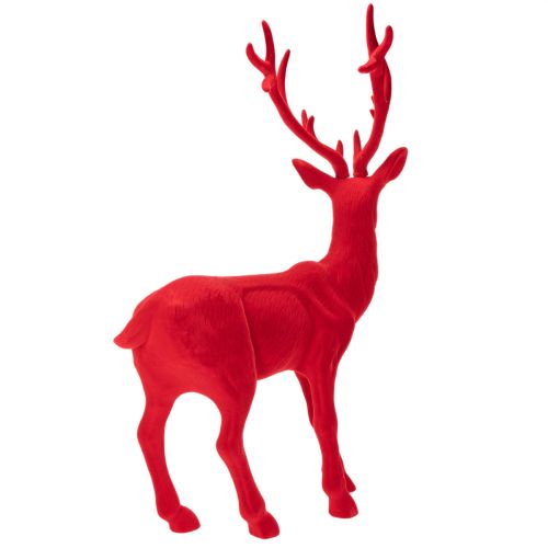Estatueta decorativa de um veado em pé, grande, decoração natalina aveludada, 85 cm | Floristik24.pt