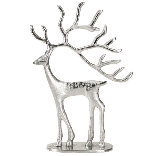 Itens Decoração de rena, figura de veado, metal prateado, altura 31 cm