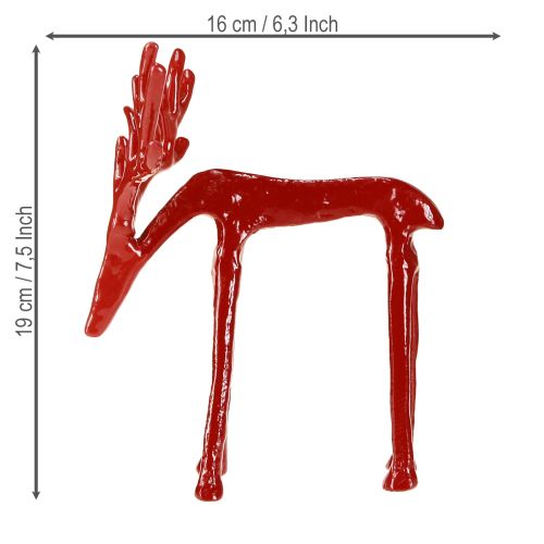 Itens Decoração de rena em metal, figura de natal, vermelho, 16×13×19cm