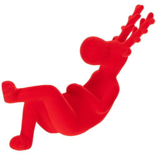 Conjunto de 2 estatuetas decorativas de rena vermelha deitada, design moderno, 24 cm. | Floristik24.pt