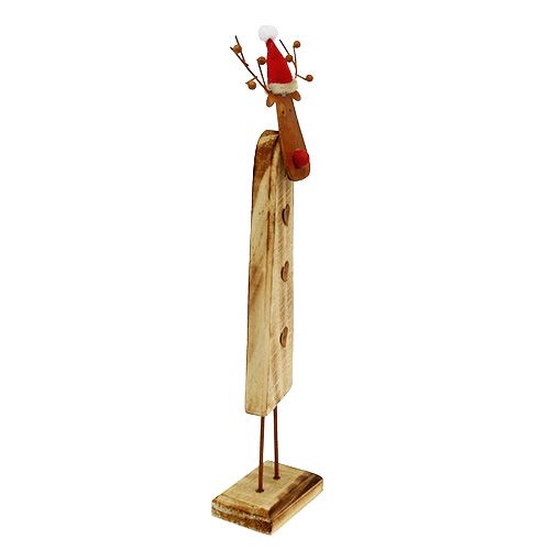 Floristik24 Rena com chapéu de madeira natural 32cm