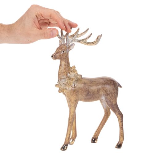 Estatueta decorativa de veado com chifres, para colocar em pé, decoração de Natal, 28 cm | Floristik24.pt