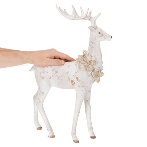 Estatueta decorativa de veado com decoração de pinha para decoração de inverno, 49 cm | Floristik24.pt