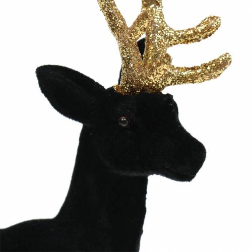 Itens Veados decorativos flocados preto, dourado 20 cm 2 peças