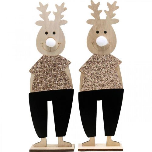 Itens Figura decorativa de madeira de rena em pé Natal 12×6.5cm A45cm 2uds