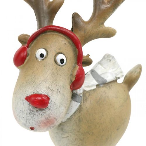 Floristik24 Figura Deco rena Natal com cachecol 7×4.5×12cm 4uds