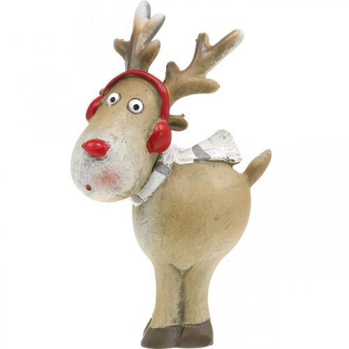 Floristik24 Figura Deco rena Natal com cachecol 7×4.5×12cm 4uds