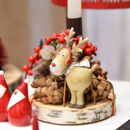 Floristik24 Figura Deco rena Natal com cachecol 7×4.5×12cm 4uds