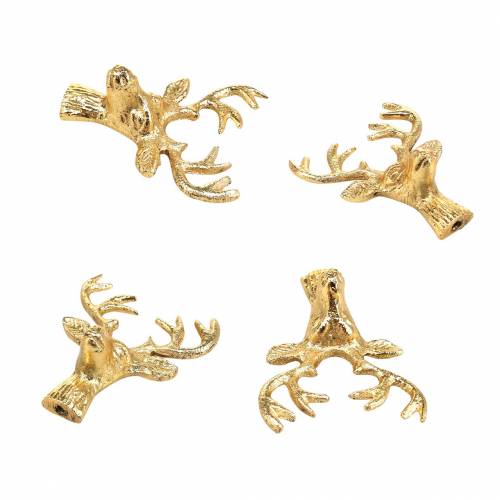 Floristik24 Decoração de Natal cabeça de veado metal dourado 6.8cm 6pcs