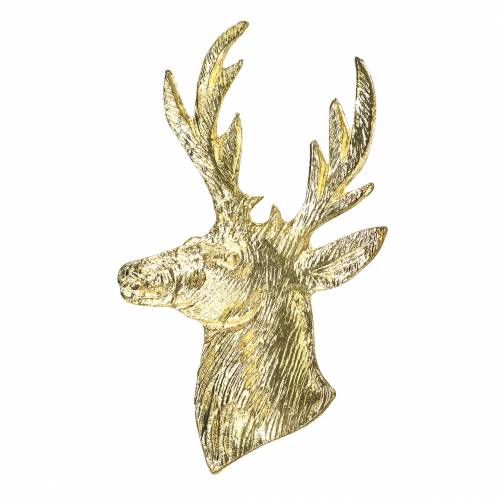 Floristik24 Busto de rena decorativo em metal dourado 8cm × 4,8cm 8 un