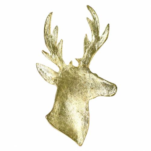 Floristik24 Busto de rena decorativo em metal dourado 8cm × 4,8cm 8 un
