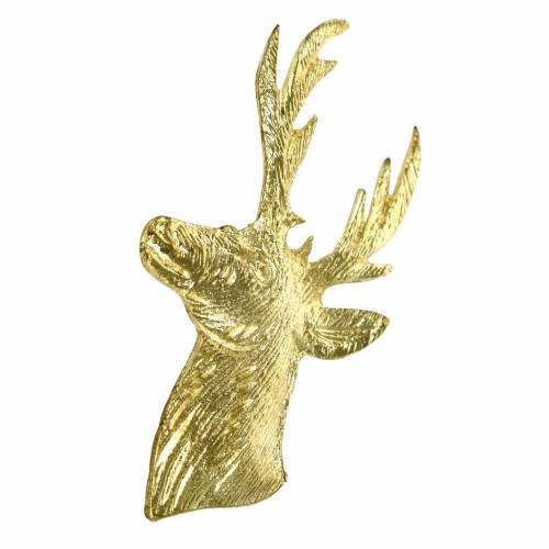 Floristik24 Busto de rena decorativo em metal dourado 8cm × 4,8cm 8 un