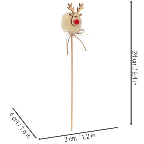 Prendedores de Natal Decorativos com Pompons em Formato de Rena, 24cm, 12 unidades | Floristik24.pt