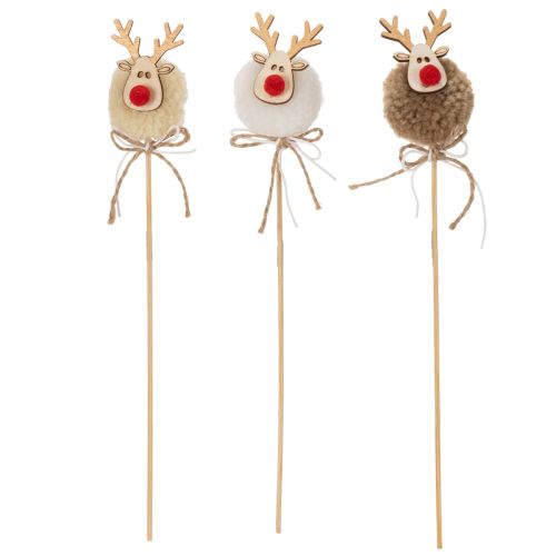 Prendedores de Natal Decorativos com Pompons em Formato de Rena, 24cm, 12 unidades | Floristik24.pt