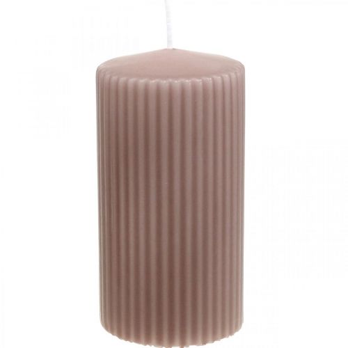 Itens Velas de pilar vela antiga rosa ranhurada 70/130mm 4 unidades