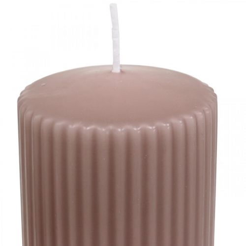 Floristik24 Velas pilar vela velha rosa ranhurada 70/130mm 4 un