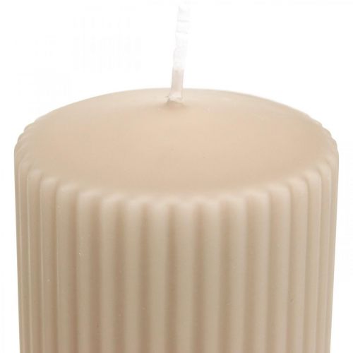 Itens Velas de pilar vela canelada bege 70/130mm 4uds