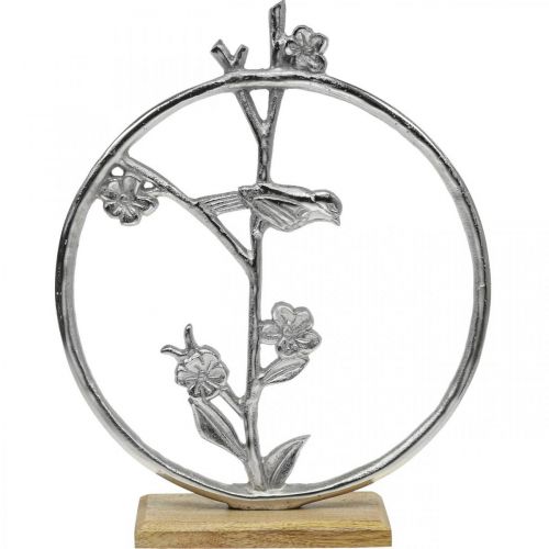 Mola para decoração de mesa, anel decorativo pássaro deco prata Alt.32,5cm