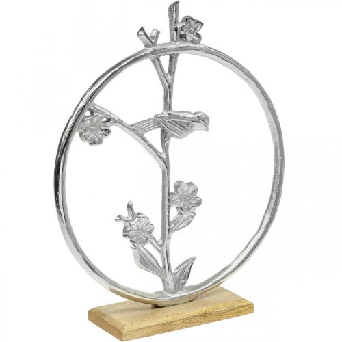 Mola para decoração de mesa, anel decorativo pássaro deco prata Alt.32,5cm