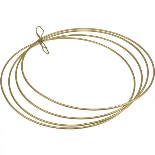 Floristik24 Anel de metal decoração anel Scandi anel deco laço dourado Ø40cm 4uds