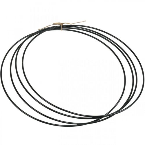 Floristik24 Anel decorativo de metal Anel Scandi laço decorativo preto Ø30cm 4 peças