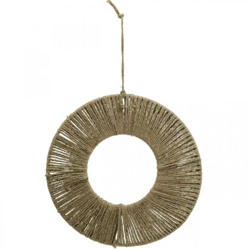 Anel coberto, decoração de verão, anel decorativo para pendurar, cores naturais estilo boho, prata Ø29,5cm