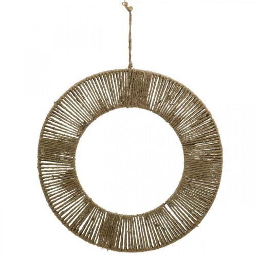 Anel decorativo para pendurar, decoração de parede, decoração de verão, anel coberto cor natural, prata Ø39,5cm