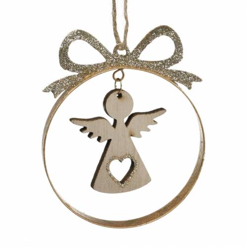 Floristik24 Cabide decorativo Bola de árvore de Natal com estrela, anjo e metal doméstico, madeira Ø8,5cm Alt.11cm 3 unidades