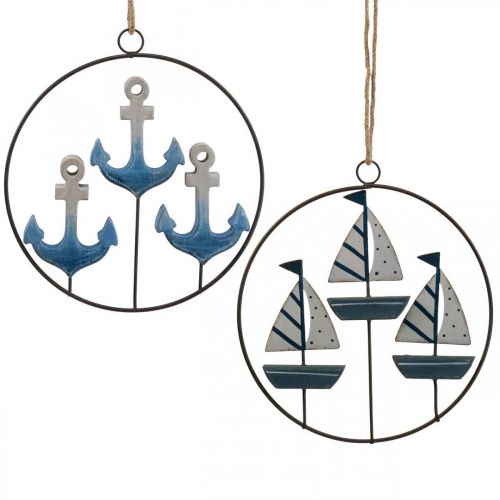 Itens Anel decorativo de metal para pendurar veleiros / âncoras Ø18cm 2 peças