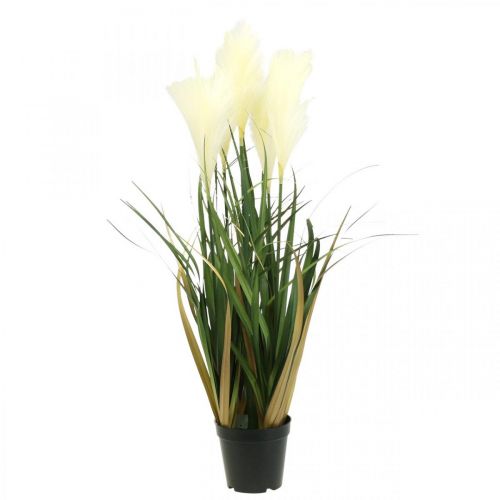 Itens Creme de planta artificial em vaso de grama de junco em vaso, verde 79 cm