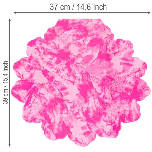 Punho de flores redondo tipo rondella de 38 cm rosa para buquês | Floristik24.pt